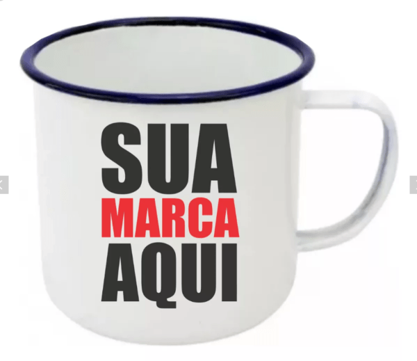 Caneca De Aço Esmaltada Personalizada Com Sua Ideia Nome Empresa Esmaltado